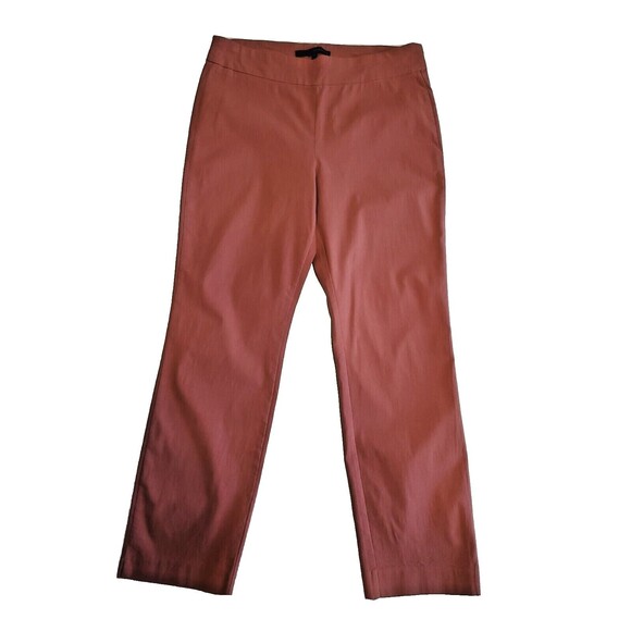 Womens Sz 12 Pants Stretch Cropped Flat Front Coral Lightweight Harve Bernard - Picture 1 of 9